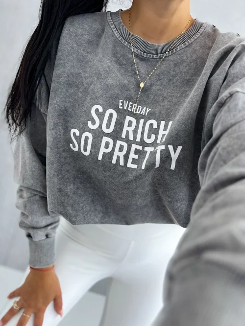 BLUZA DAMSKA "SO RICH SO PRETTY" GRAFIT